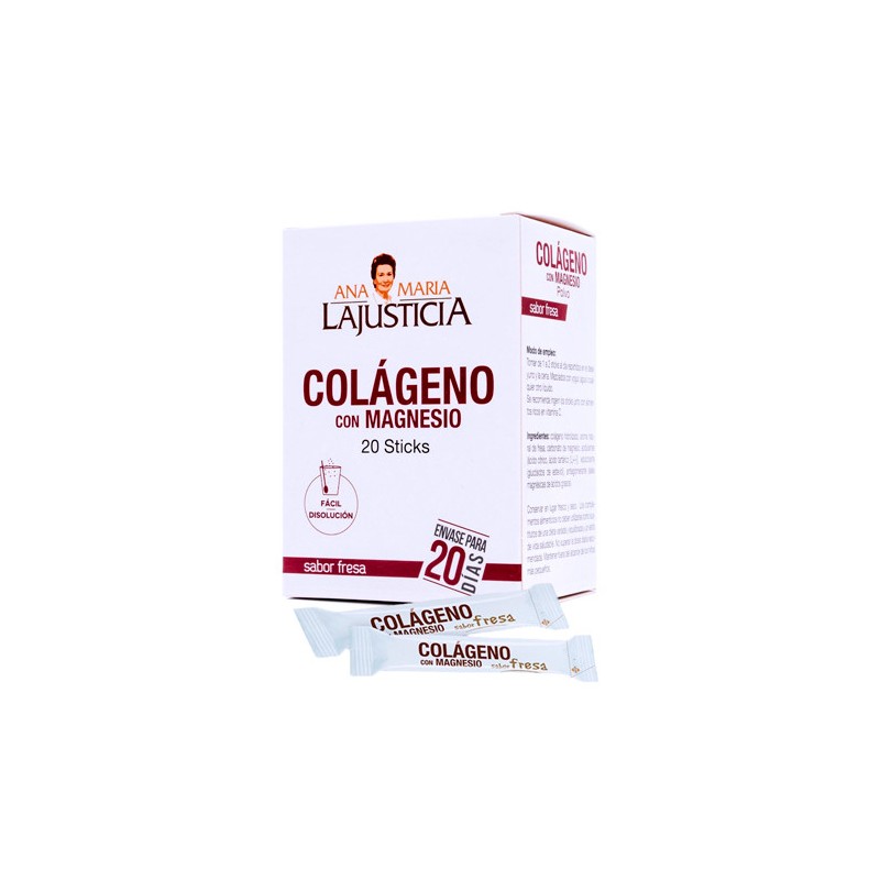 A M La Justicia COLAGENO CON MAGNESIO SABOR FRESA 20 STICKS 5g