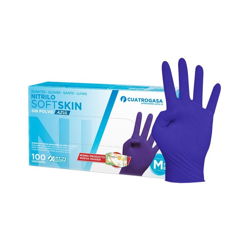 CUATROGASA GUANTES NITRILO SOFTSKIN AZUL TALLA M 100 UDS