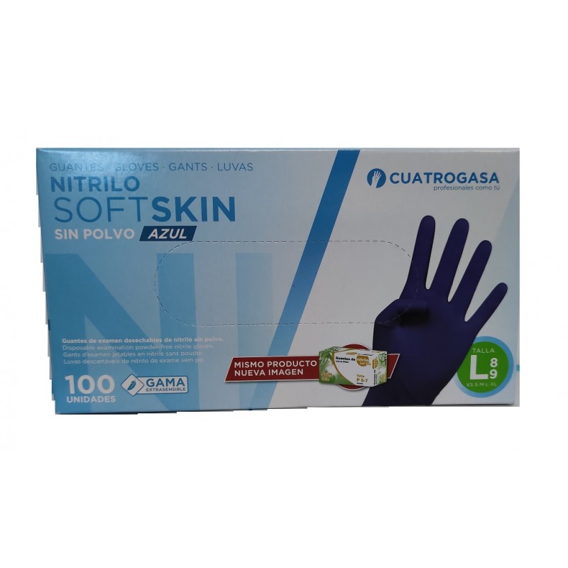 CUATROGASA GUANTES NITRILO SOFTSKIN AZUL TALLA L 100 UDS