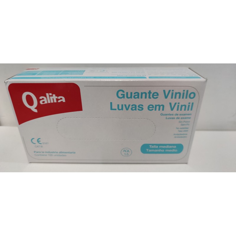 Q ALITA GUANTES VINILO SIN POLVO  TALLA M 100 UDS