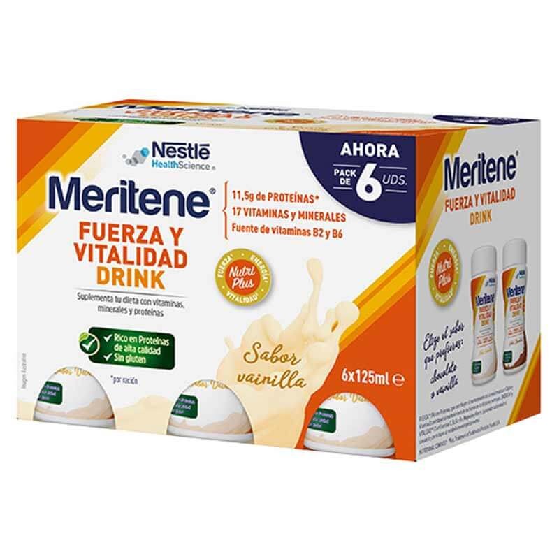 MERITENE FUERZA Y VITALIDAD DRINK SABOR VAINILLA 6X125ML