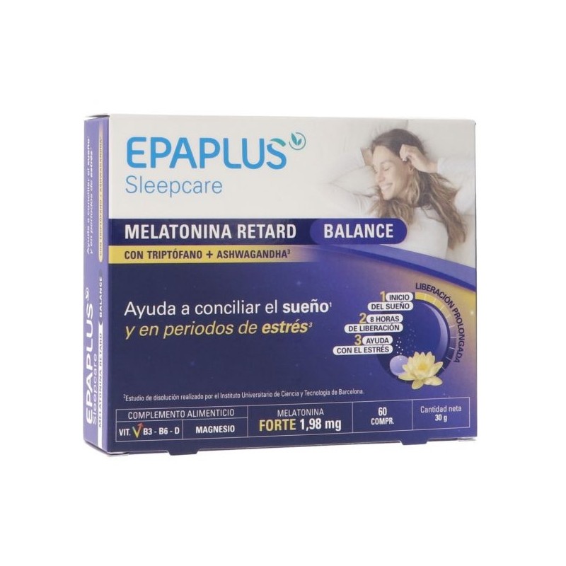 EPAPLUS SLEEPCARE MELATONINA RETARD BALANCE TRIPTOFANO+ASHWAGANDHA 60 COMPRIMIDOS