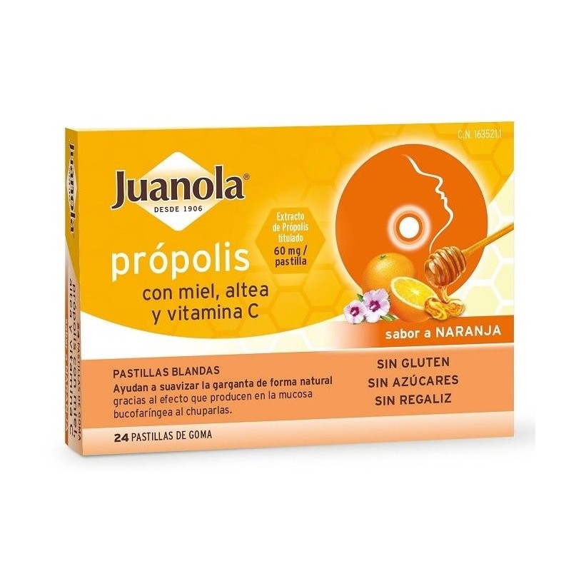 JUANOLA PROPOLIS MIEL  ALTEA VITAMINA C  NARANJA 24 PASTILLAS BLANDAS