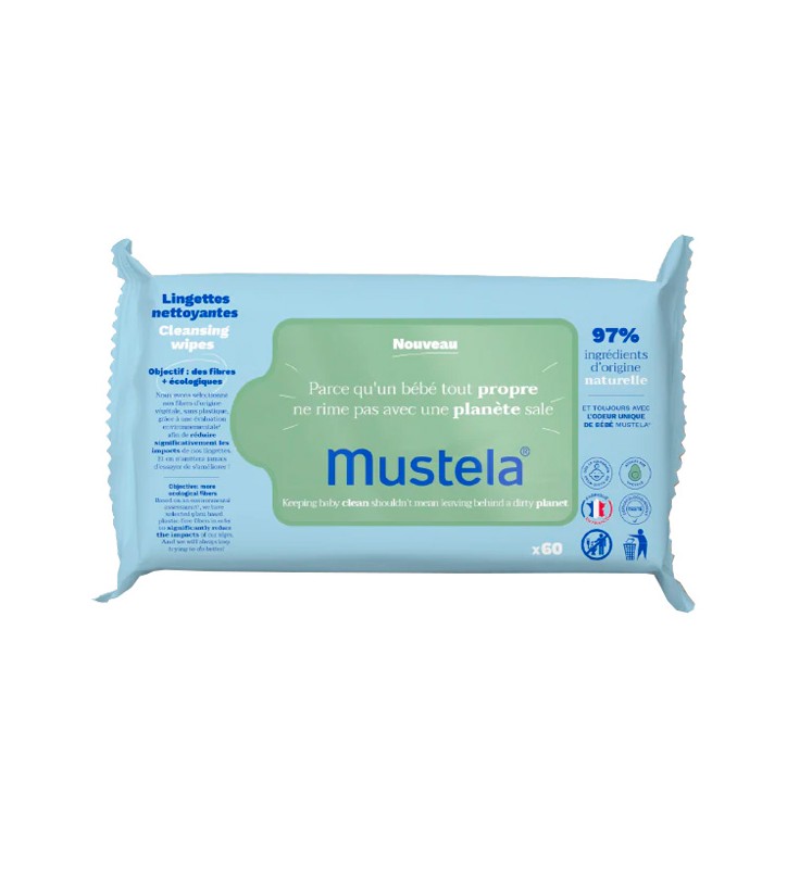 MUSTELA TOALLITAS LIMPIADORAS PIEL NORMAL 60 UNIDADES