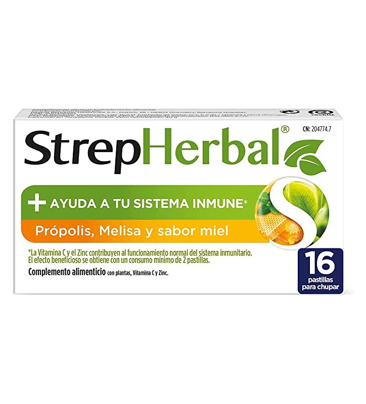 STREPHERBAL PROPOLIS Y MELISA SABOR MIEL 16 PASTILLAS