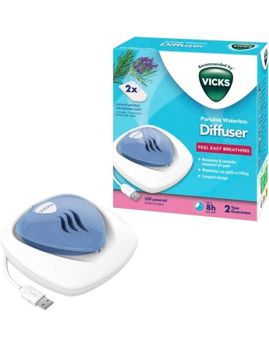 VICKS DIFUSSOR USB 8H +  2 PADS ROMERO Y LAVANDA VH1800