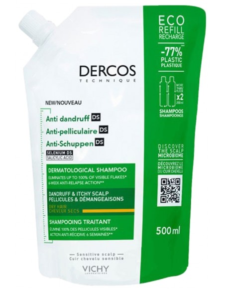 VICHY DERCOS ECO REFILL RECHARGE ANTICASPA DS CABELLO SECO 5
