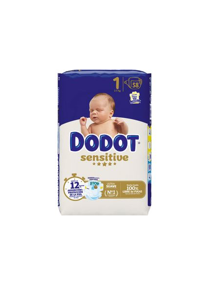 DODOT SENSITIVE TALLA 1 2-5 KG 58 UDS